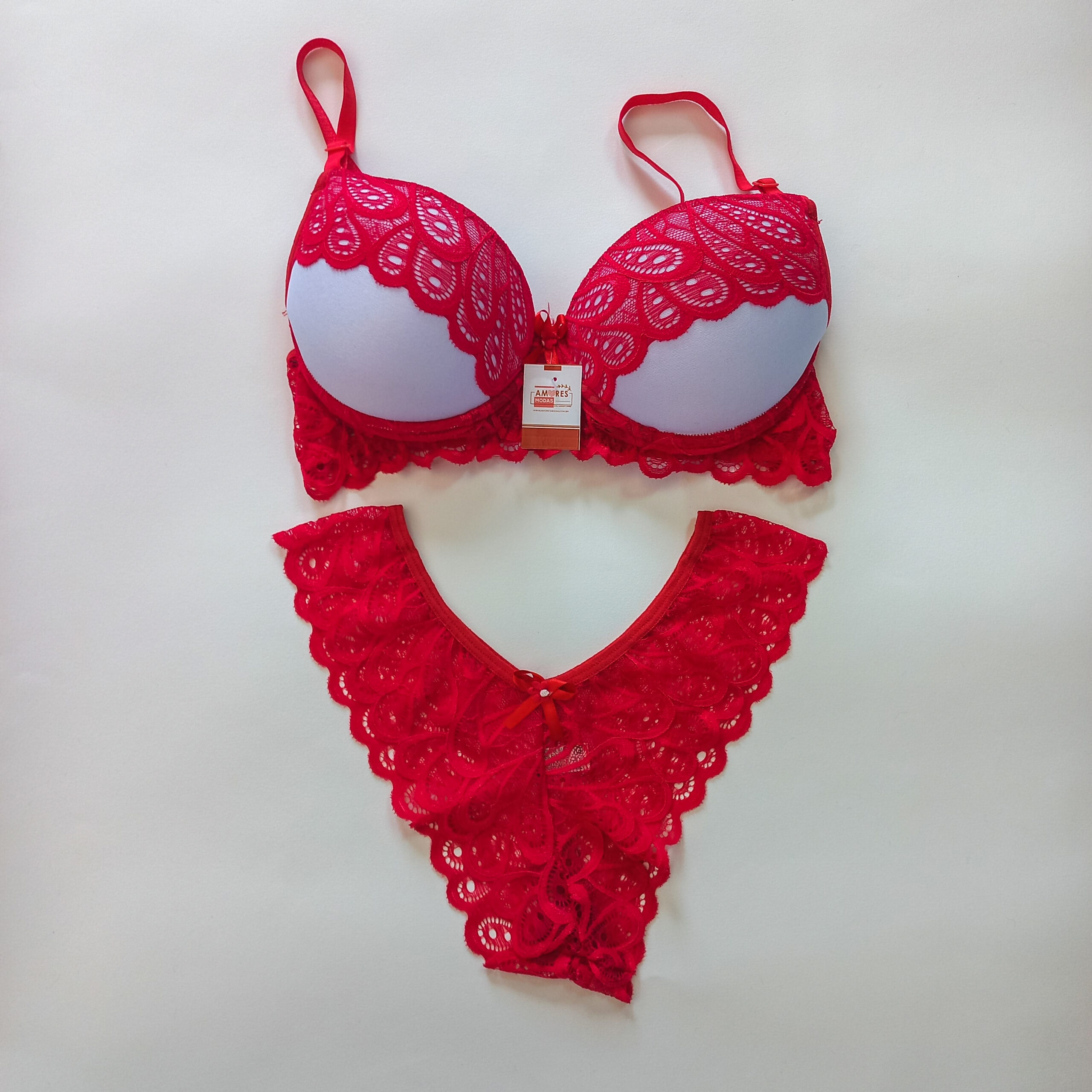 Lingerie Caleçon Renda Vermelho Moda Intima Amor Romance no Shoptime